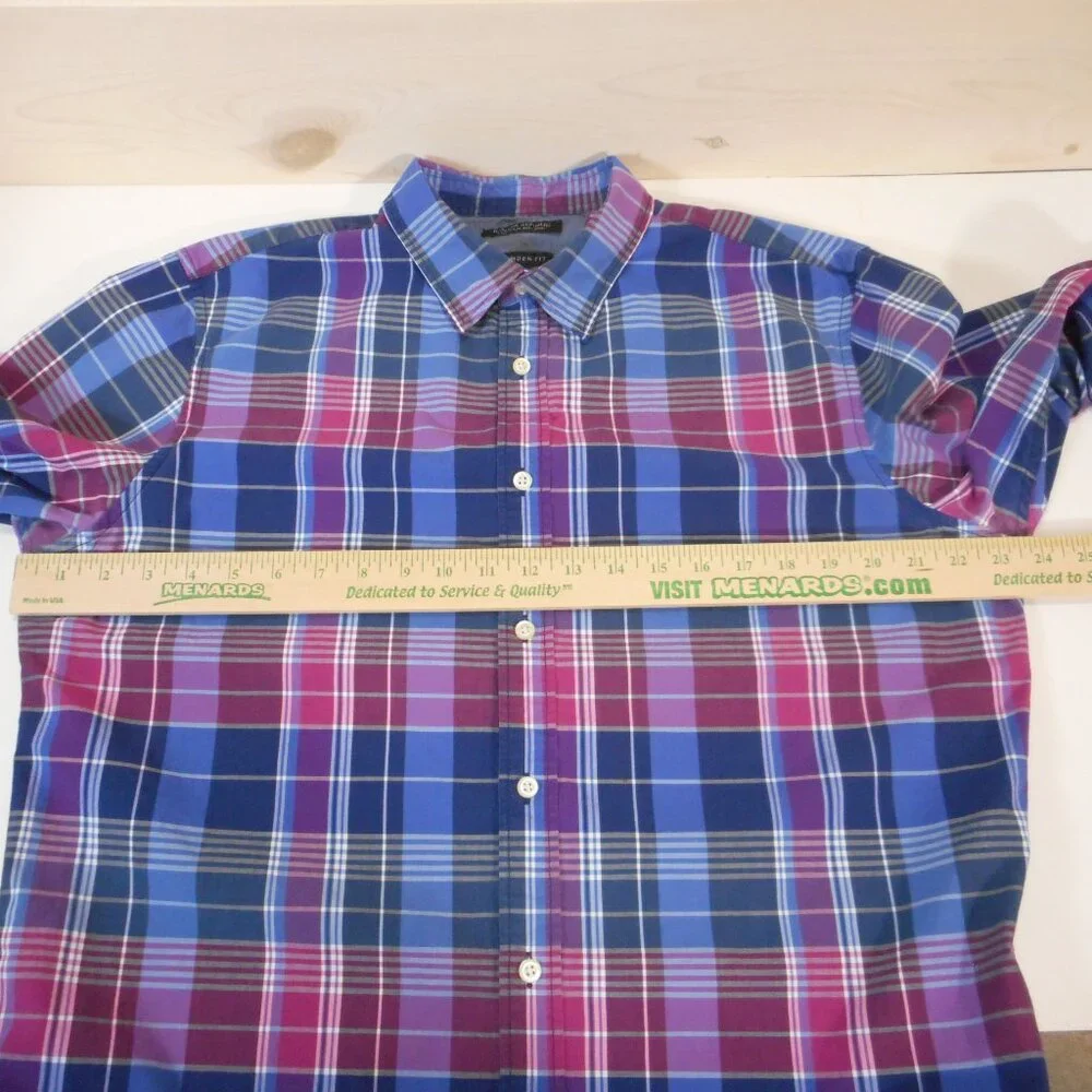 Banana Republic Men's Size L Camden Fit Custom 078 Wash Shirt Button-up Plaid